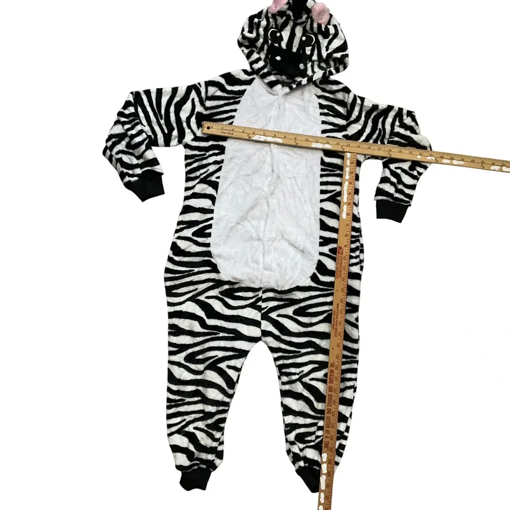 Zebra‎ Animal 1 Piece Plush Fleece Hooded Kigurumi Pajamas Costume Kids 7/8 NWOT